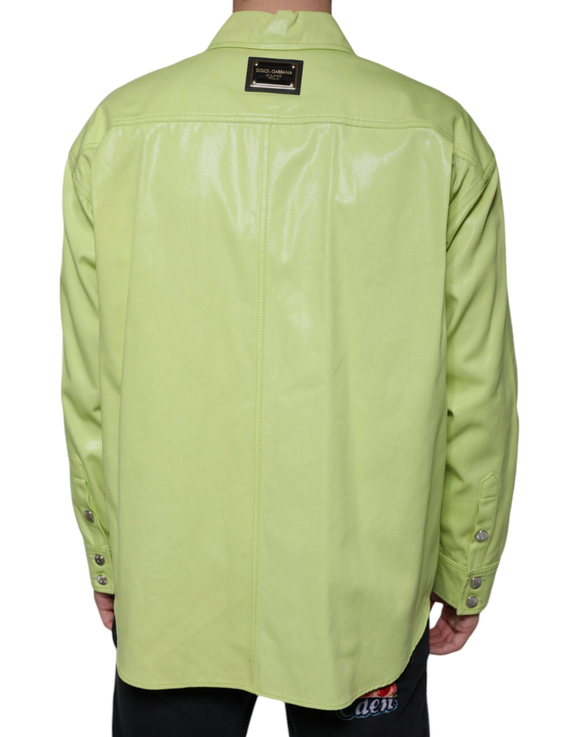 Dolce & Gabbana Green Cotton Collared Men Button Down Shirt by Dolce & Gabbana