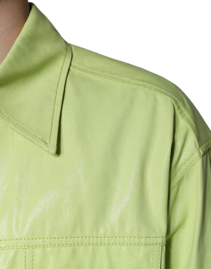 Dolce & Gabbana Green Cotton Collared Men Button Down Shirt by Dolce & Gabbana
