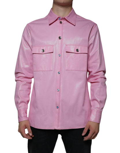 Dolce & Gabbana Pink Cotton Collared Button Down Shirt by Dolce & Gabbana