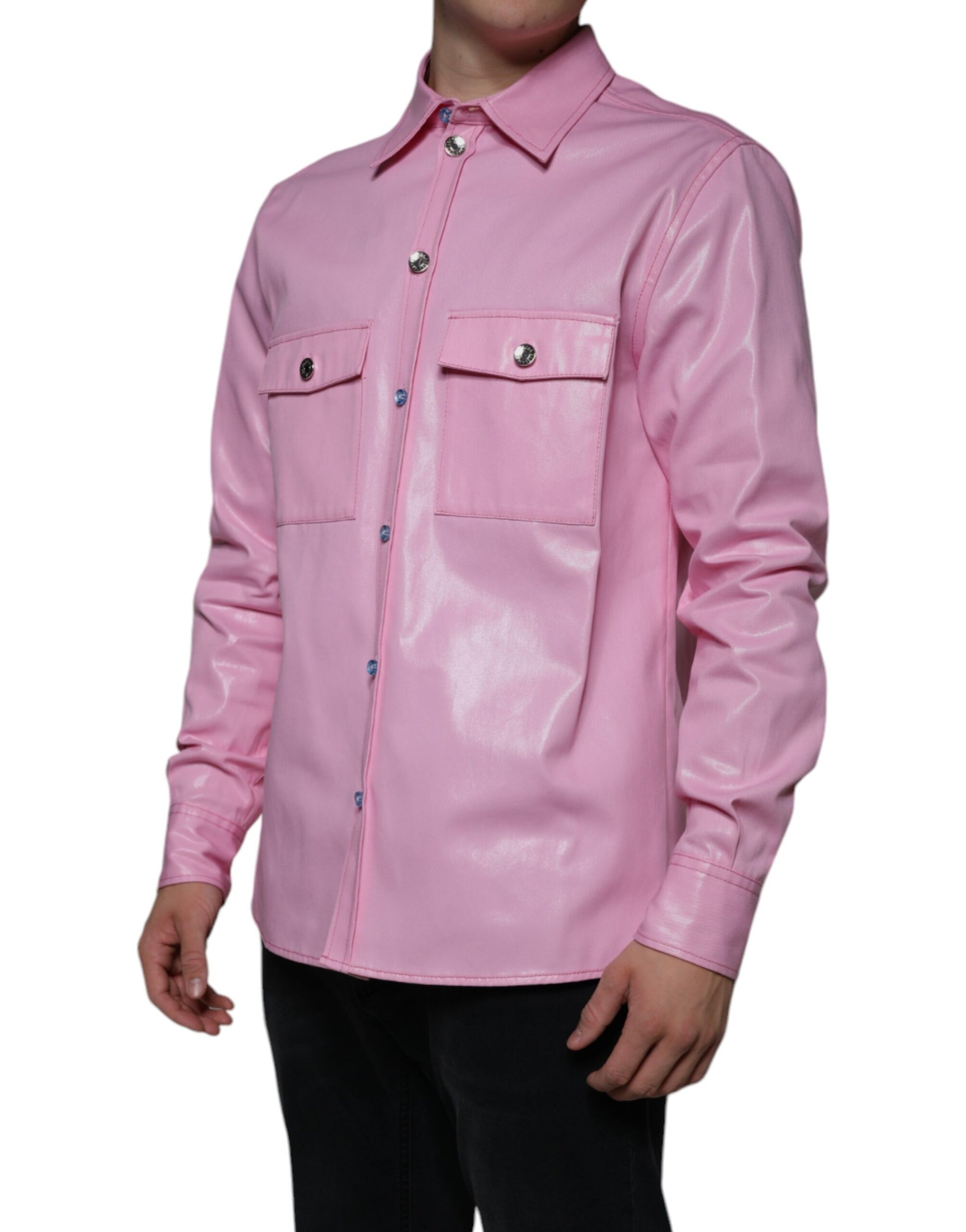 Dolce & Gabbana Pink Cotton Collared Button Down Shirt by Dolce & Gabbana