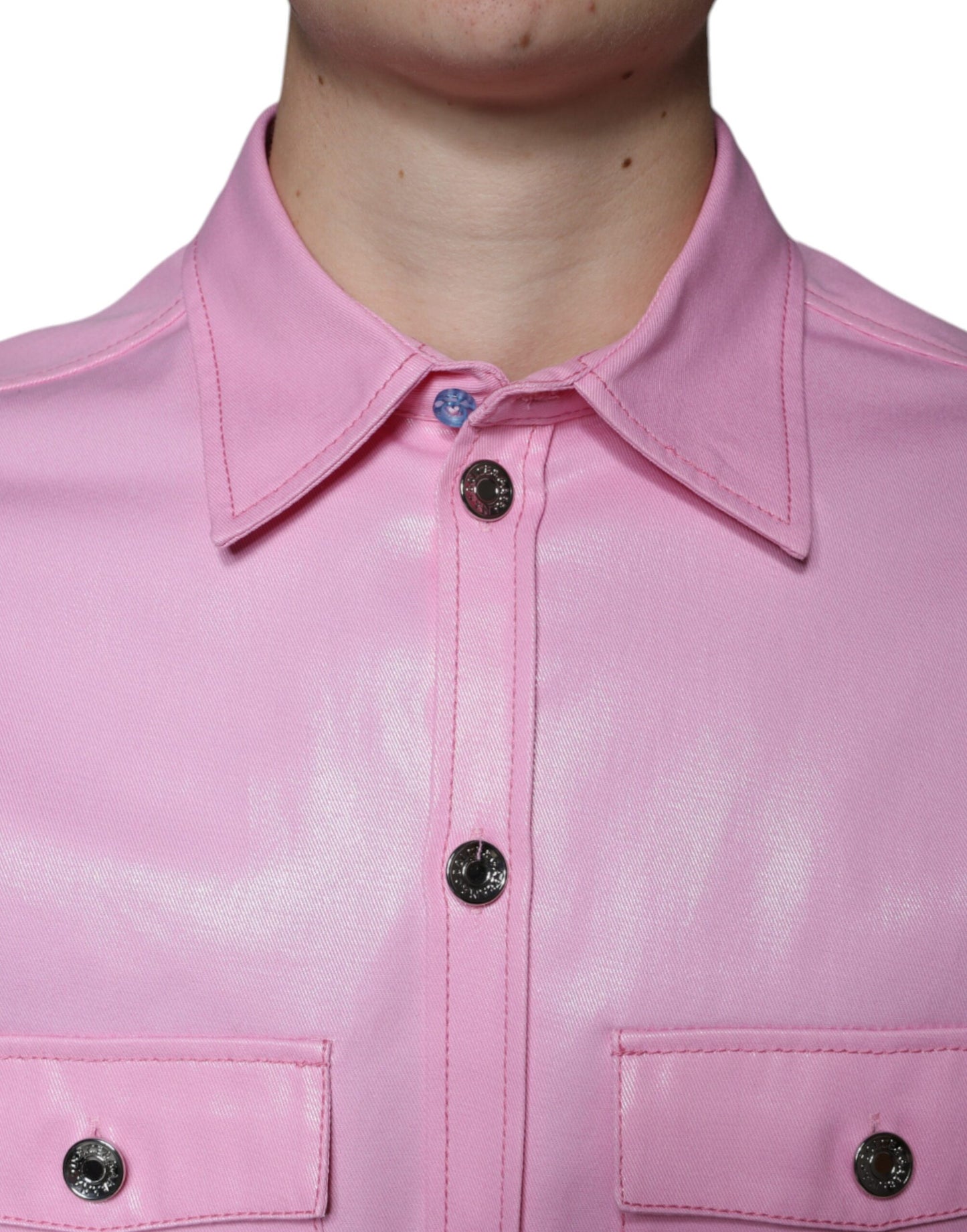 Dolce & Gabbana Pink Cotton Collared Button Down Shirt by Dolce & Gabbana