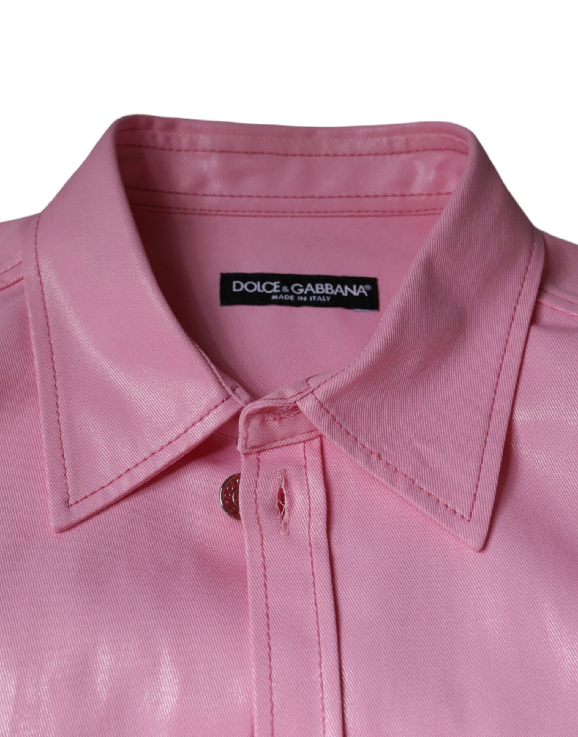 Dolce & Gabbana Pink Cotton Collared Button Down Shirt by Dolce & Gabbana