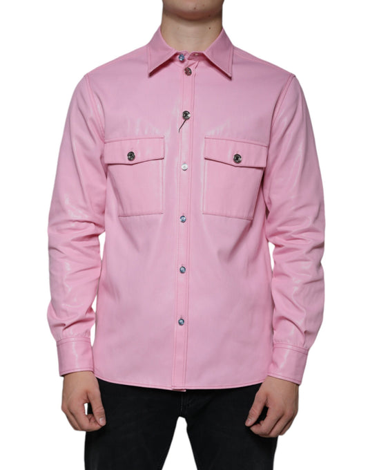 Dolce & Gabbana Pink Cotton Collared Button Down Shirt by Dolce & Gabbana