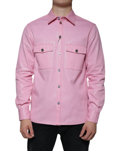 Dolce & Gabbana Pink Cotton Collared Button Down Shirt by Dolce & Gabbana