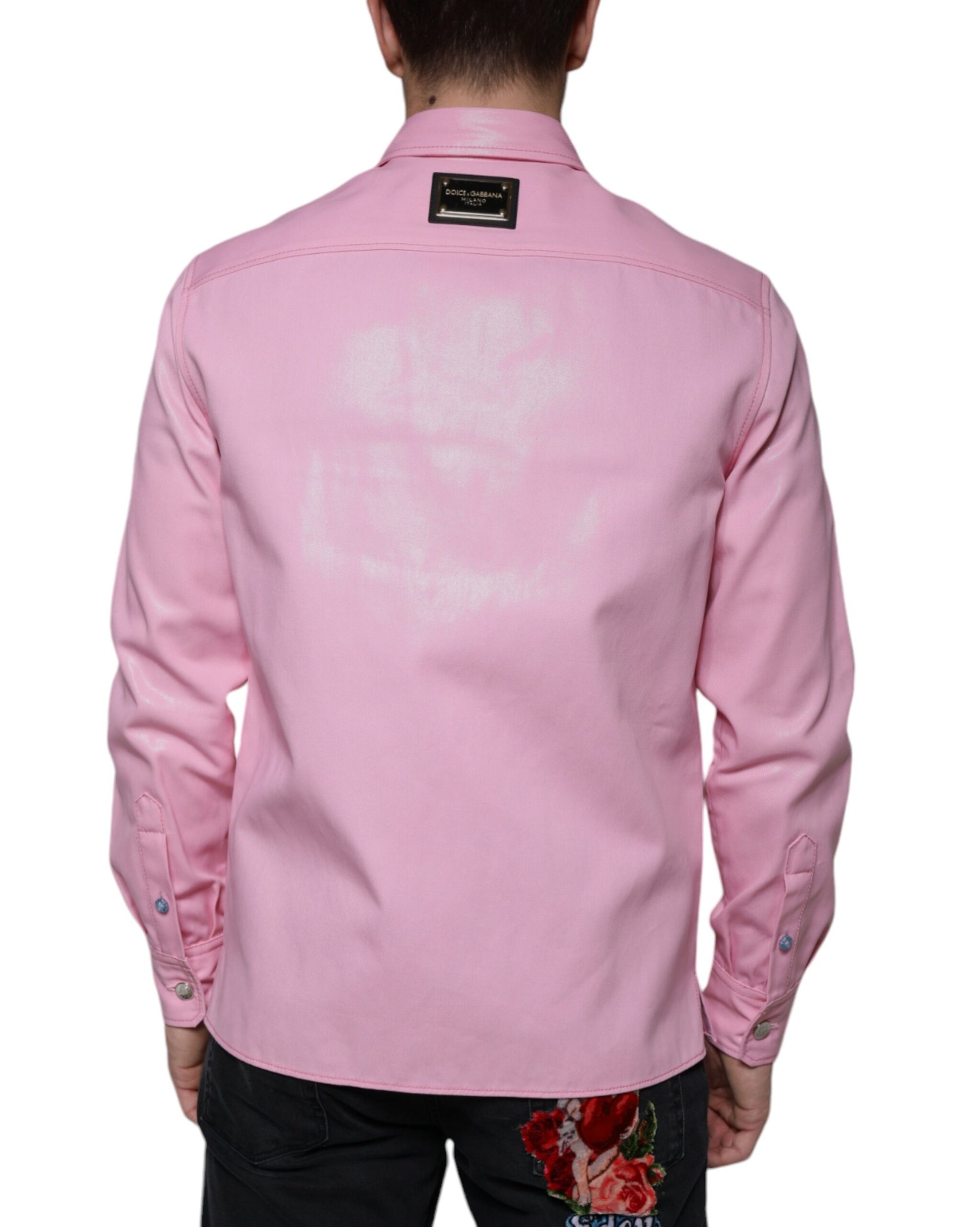 Dolce & Gabbana Pink Cotton Collared Button Down Shirt by Dolce & Gabbana