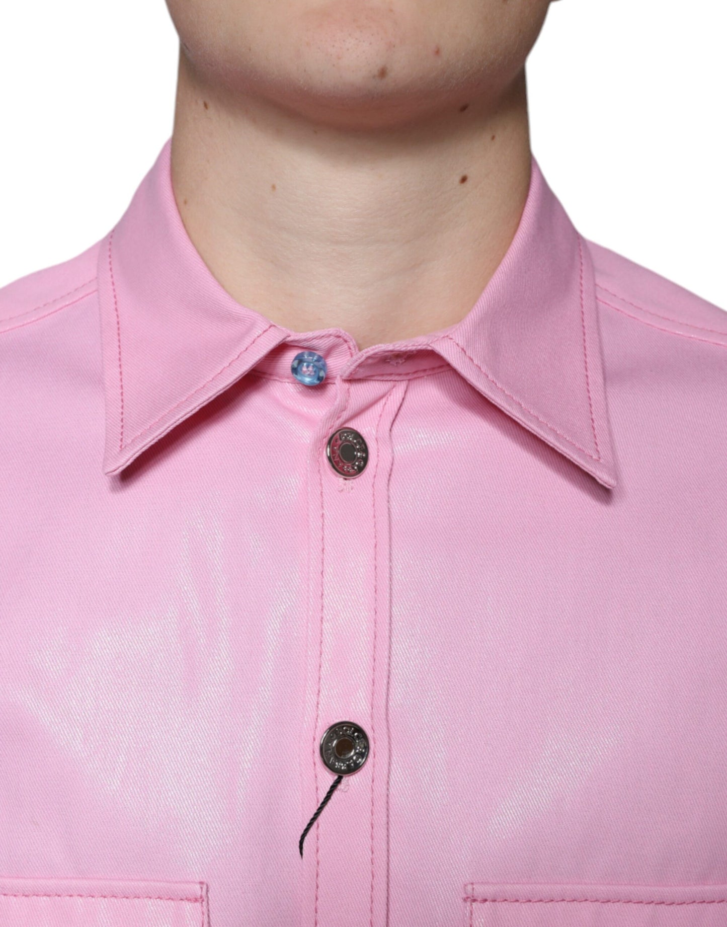 Dolce & Gabbana Pink Cotton Collared Button Down Shirt by Dolce & Gabbana