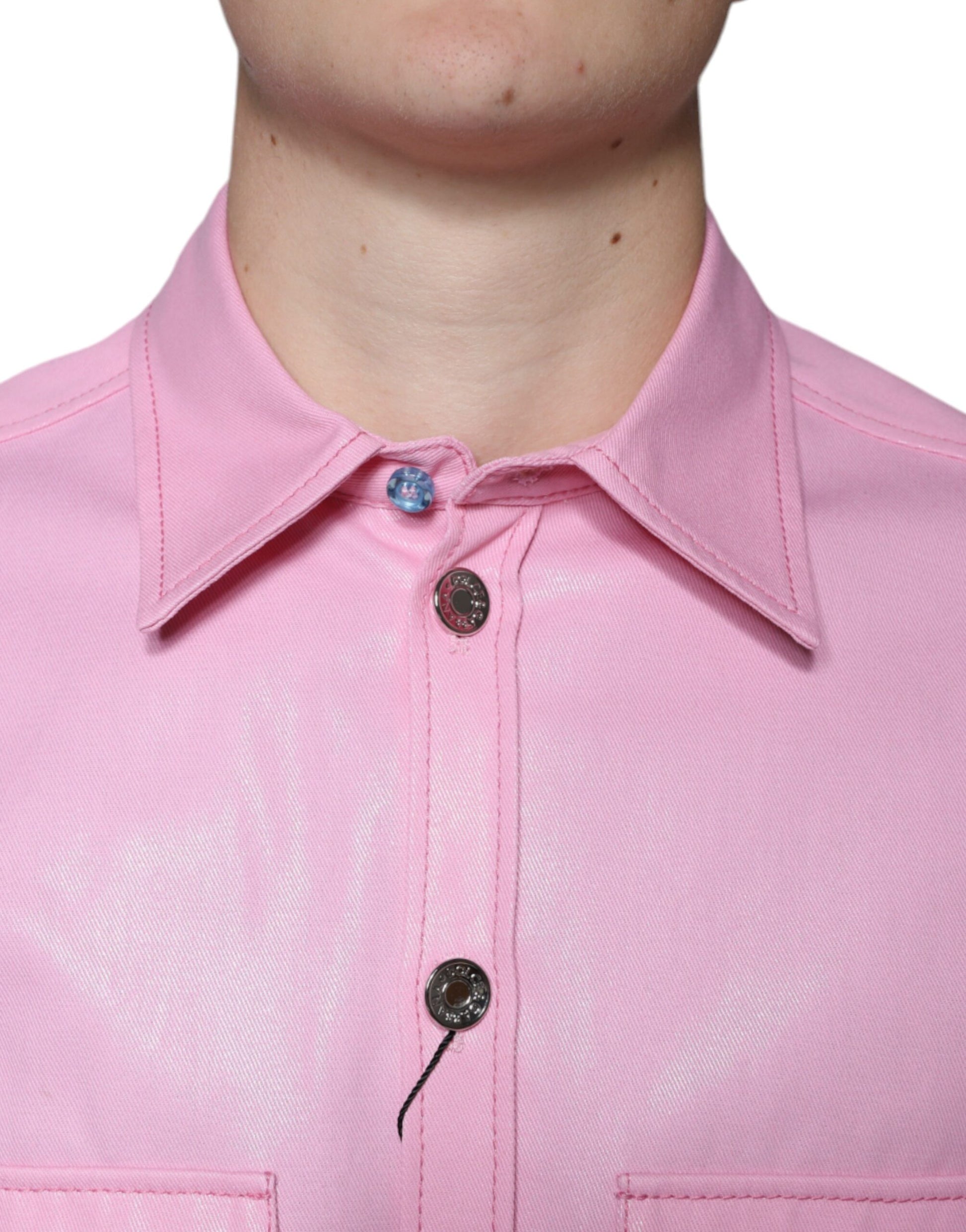 Dolce & Gabbana Pink Cotton Collared Button Down Shirt by Dolce & Gabbana
