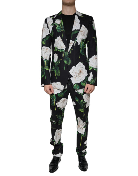 Costume 2 pièces habillé en coton noir et rose Dolce &amp; Gabbana pour homme