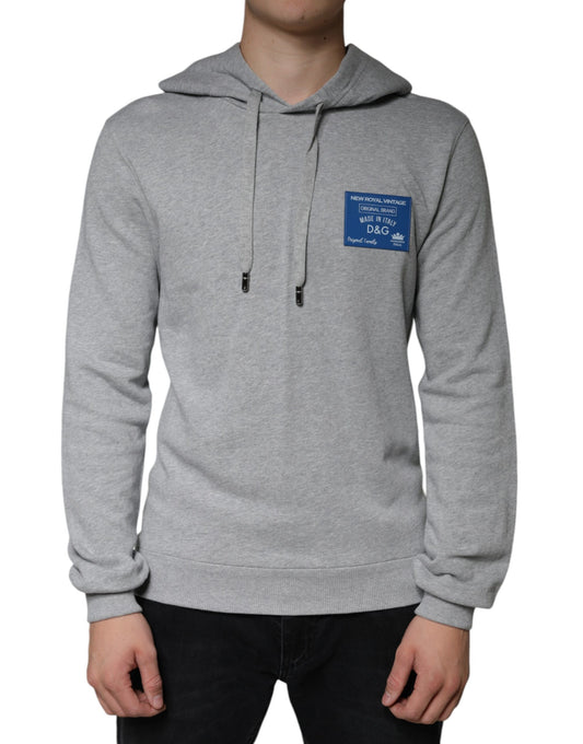 Dolce & Gabbana Gray Cotton Logo Hooded Sweatshirt Sweater by Dolce & Gabbana
