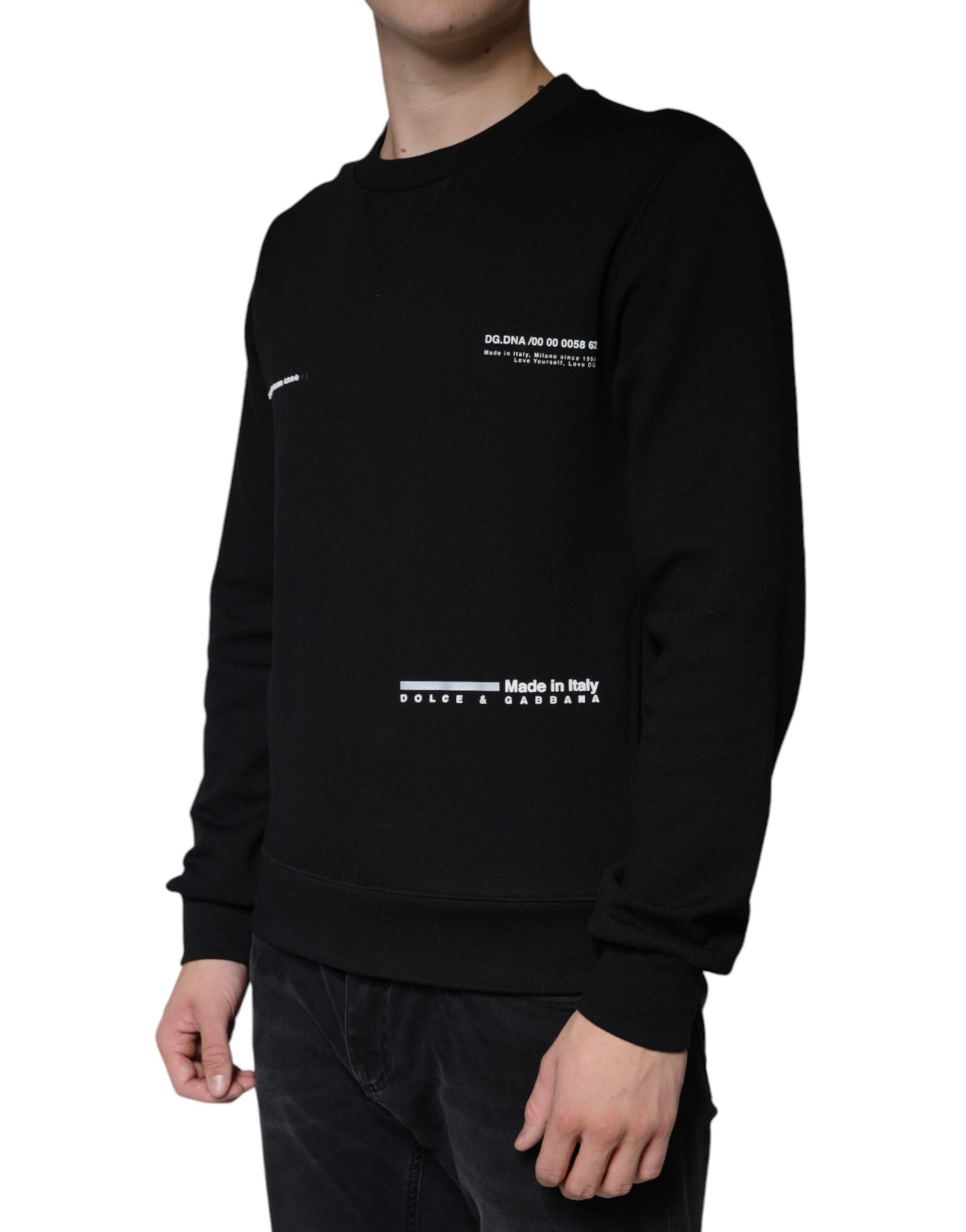 Dolce & Gabbana Black Logo Print CrewNeck Sweatshirt Sweater by Dolce & Gabbana