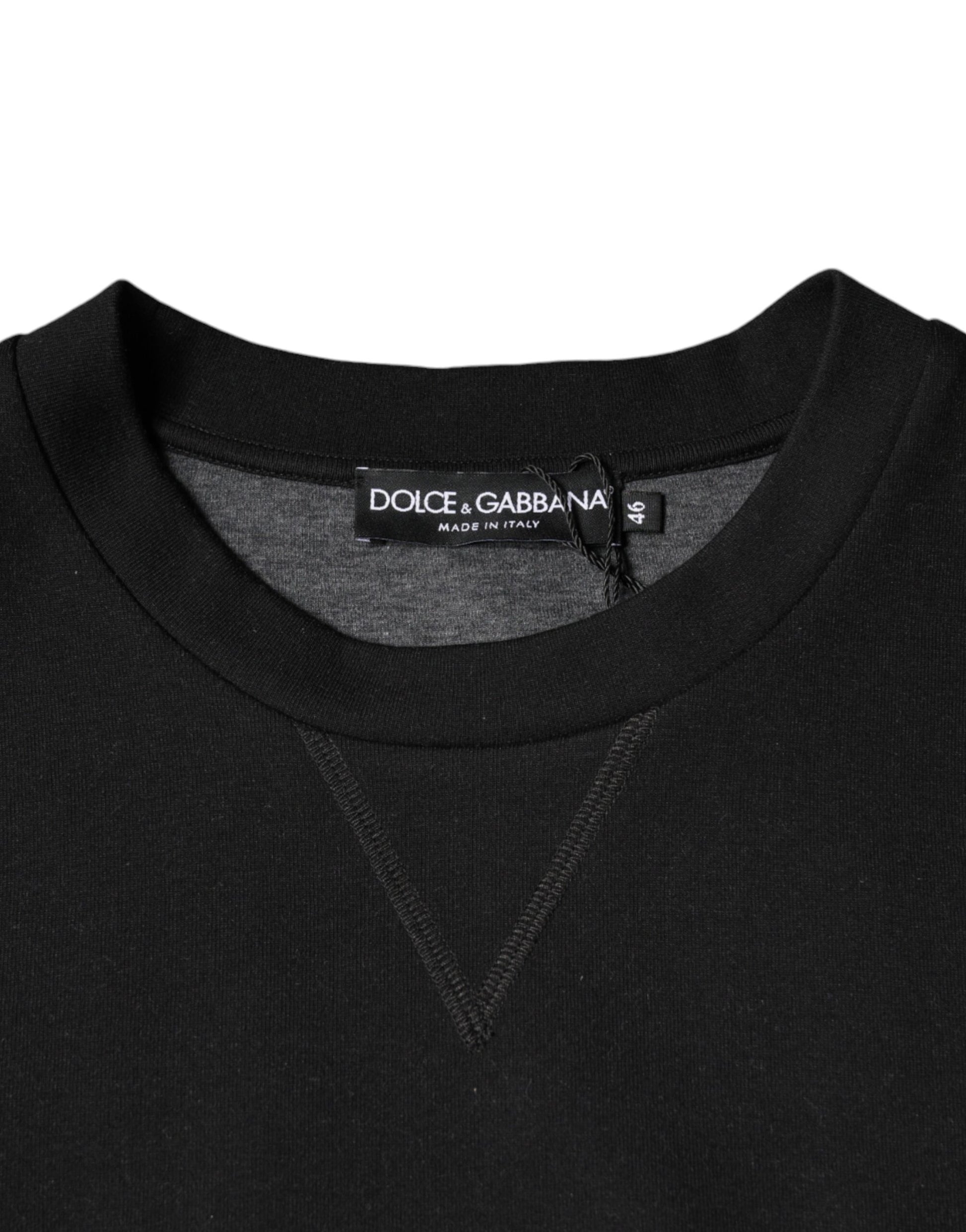 Dolce & Gabbana Black Logo Print CrewNeck Sweatshirt Sweater by Dolce & Gabbana