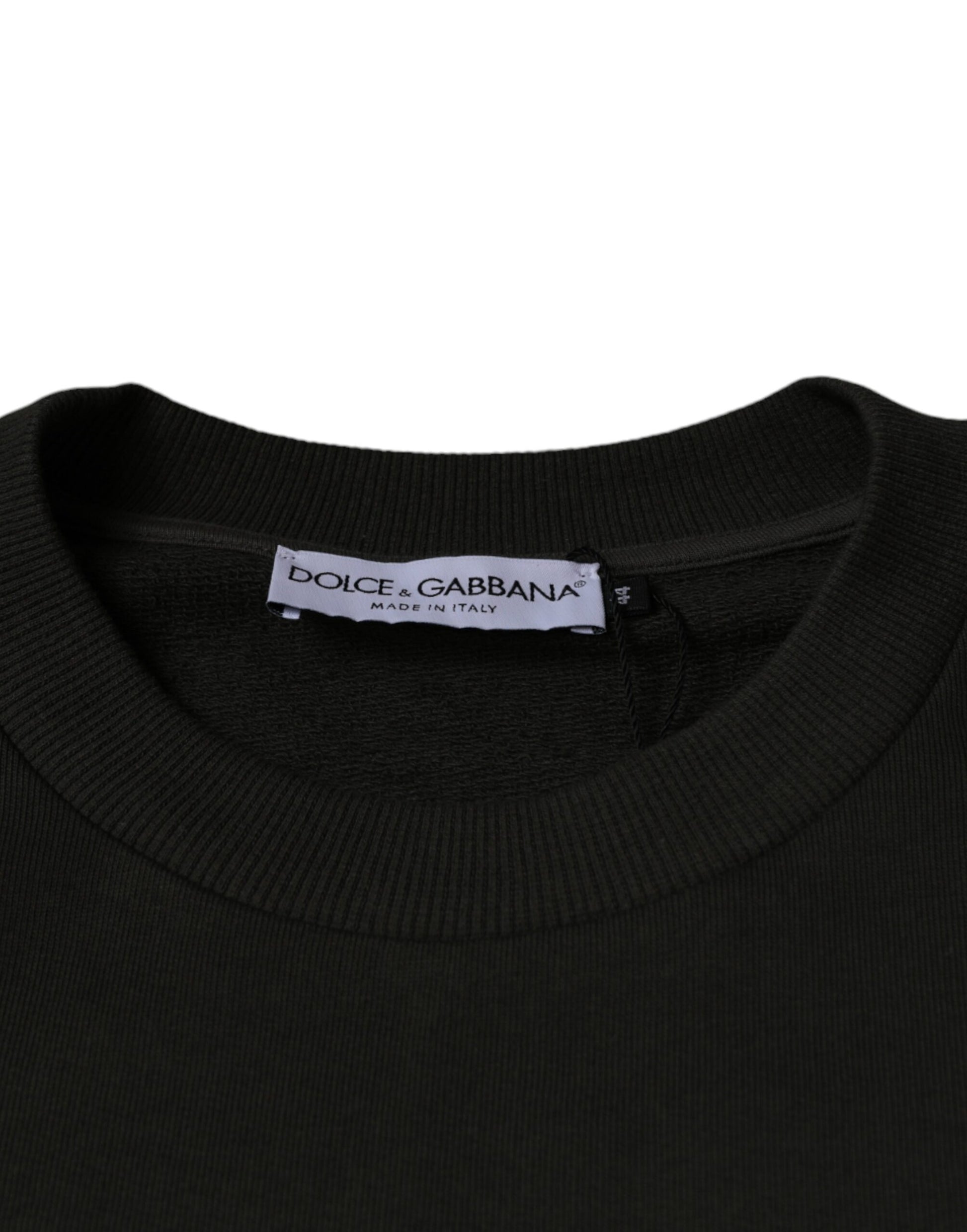Dolce & Gabbana Army Green DG Crown Crew Neck Pullover Sweater by Dolce & Gabbana