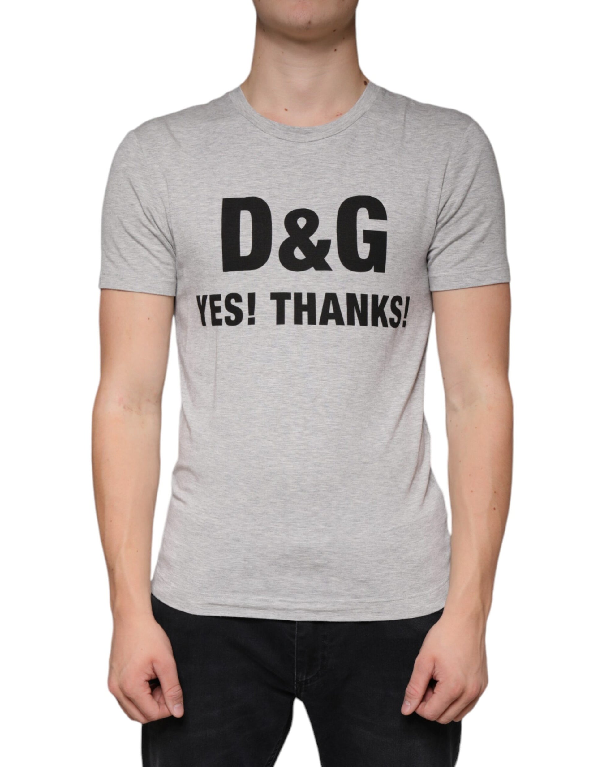 Dolce & Gabbana Gray Logo Print Crewneck Short Sleeve T-shirt by Dolce & Gabbana
