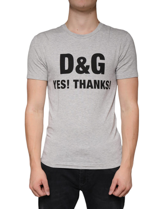 Dolce & Gabbana Gray Logo Print Crewneck Short Sleeve T-shirt by Dolce & Gabbana