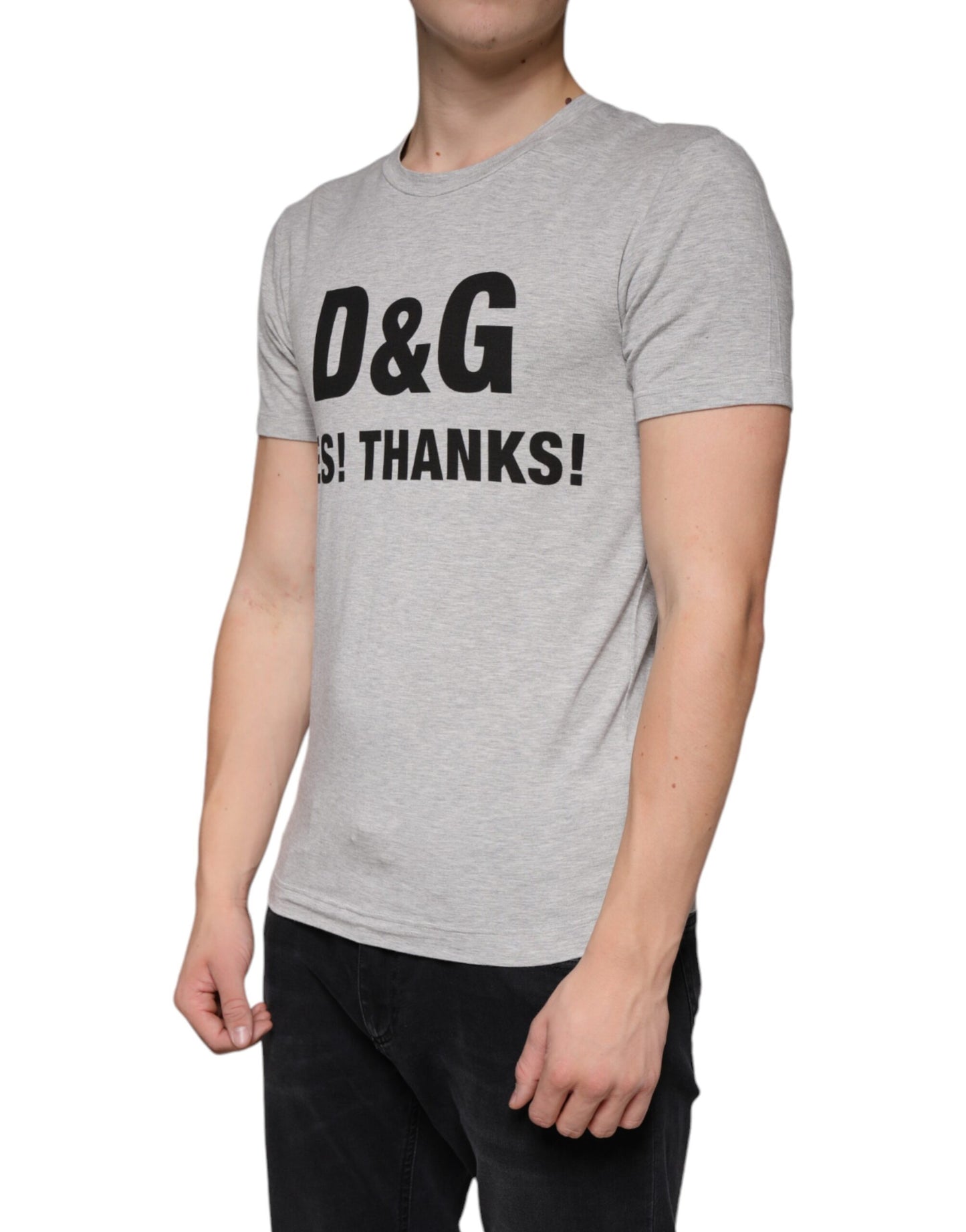 Dolce & Gabbana Gray Logo Print Crewneck Short Sleeve T-shirt by Dolce & Gabbana
