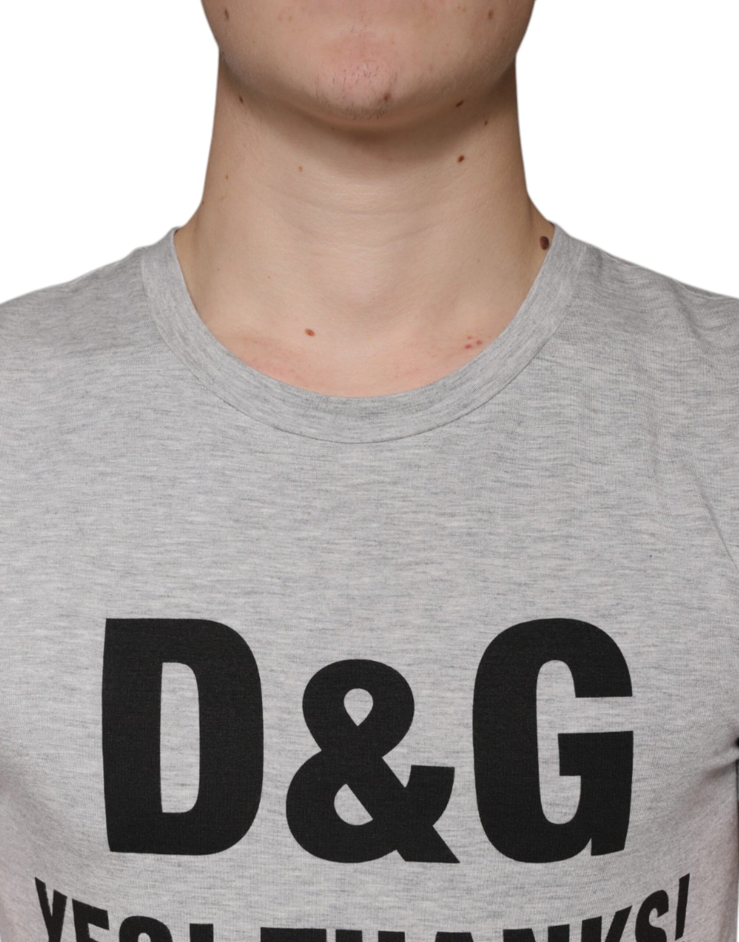 Dolce & Gabbana Gray Logo Print Crewneck Short Sleeve T-shirt by Dolce & Gabbana