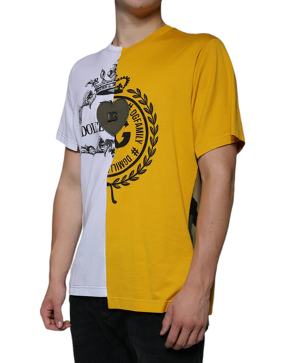 Dolce & Gabbana White Yellow Logo Print Short Sleeve T-shirt by Dolce & Gabbana