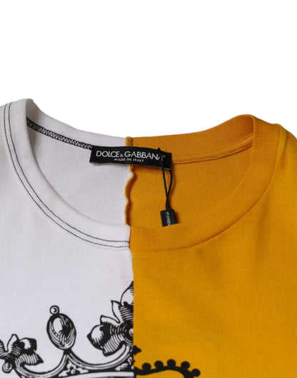Dolce & Gabbana White Yellow Logo Print Short Sleeve T-shirt by Dolce & Gabbana