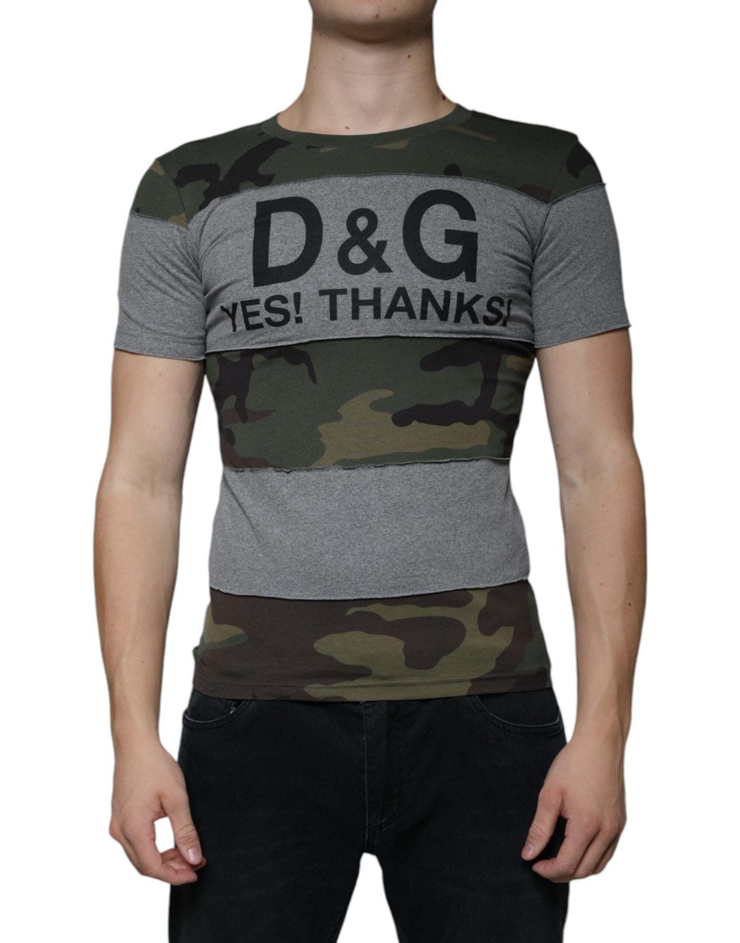Dolce & Gabbana Multicolor Camouflage Cotton Crew Neck T-shirt by Dolce & Gabbana