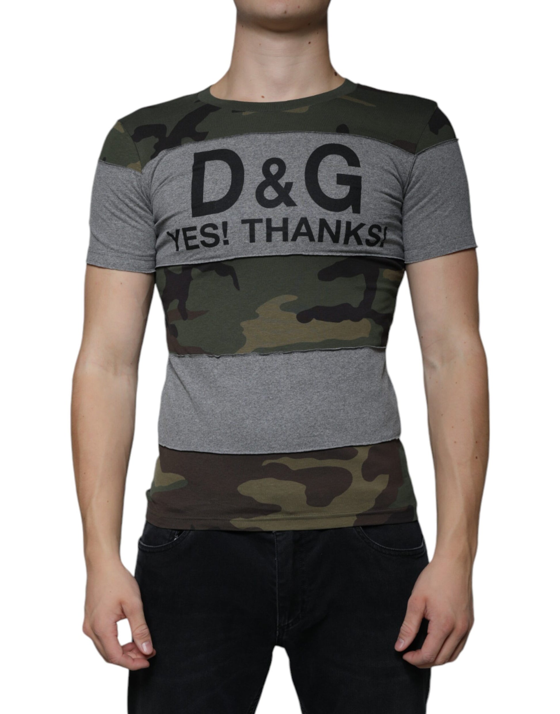 Dolce & Gabbana Multicolor Camouflage Cotton Crew Neck T-shirt by Dolce & Gabbana