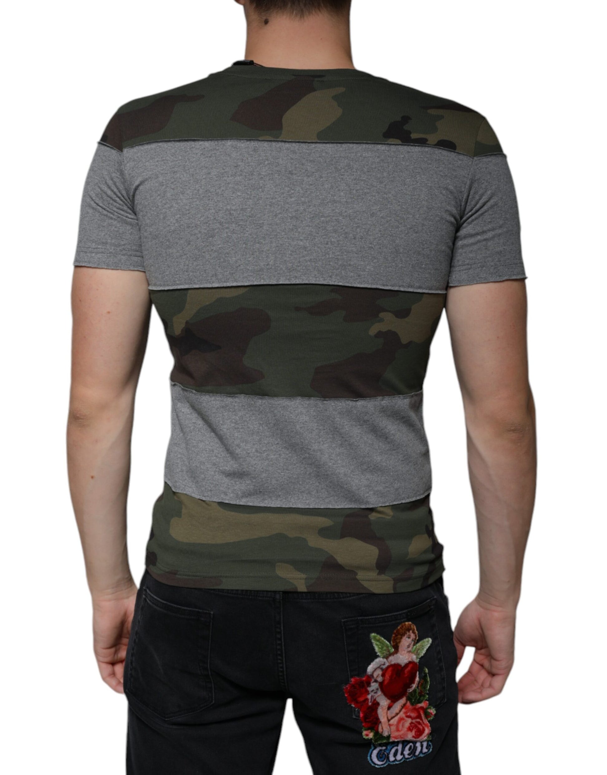 Dolce & Gabbana Multicolor Camouflage Cotton Crew Neck T-shirt by Dolce & Gabbana