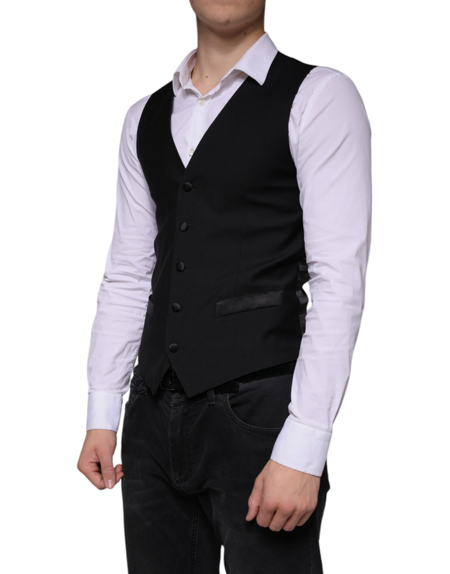 Robe gilet en laine noire Dolce &amp; Gabbana