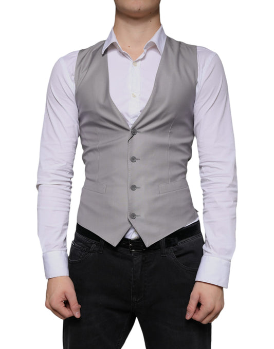 Gilet de soirée en laine gris clair Dolce &amp; Gabbana