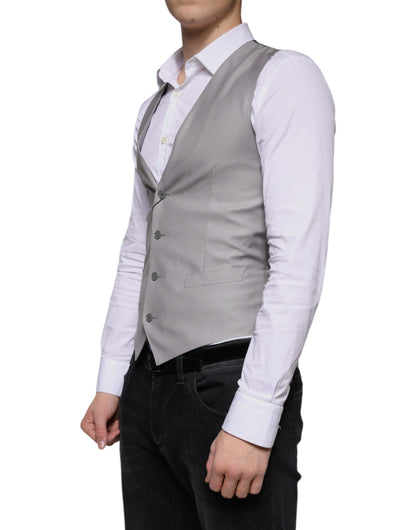Dolce & Gabbana Light Gray Wool Formal Dress Waistcoat Vest by Dolce & Gabbana