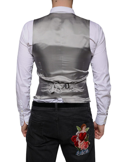 Dolce & Gabbana Light Gray Wool Formal Dress Waistcoat Vest by Dolce & Gabbana