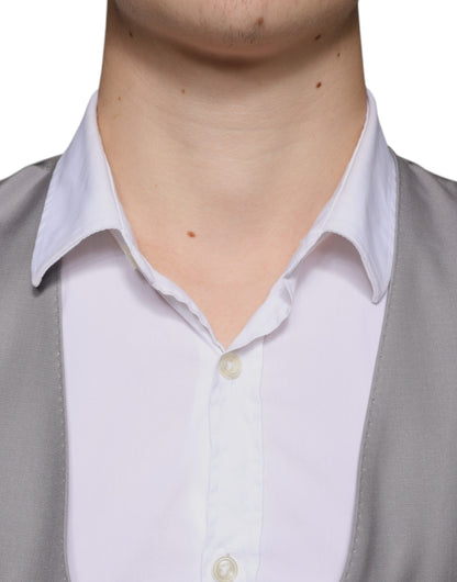 Dolce & Gabbana Light Gray Wool Formal Dress Waistcoat Vest by Dolce & Gabbana