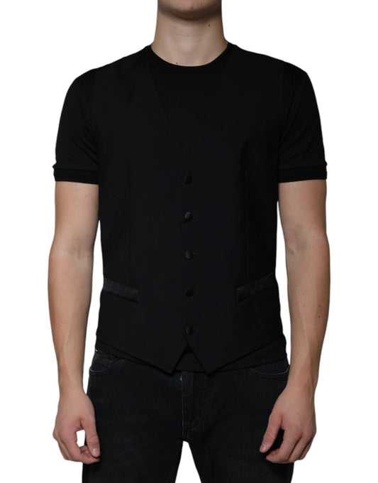 Gilet de costume en laine noire Dolce &amp; Gabbana pour homme