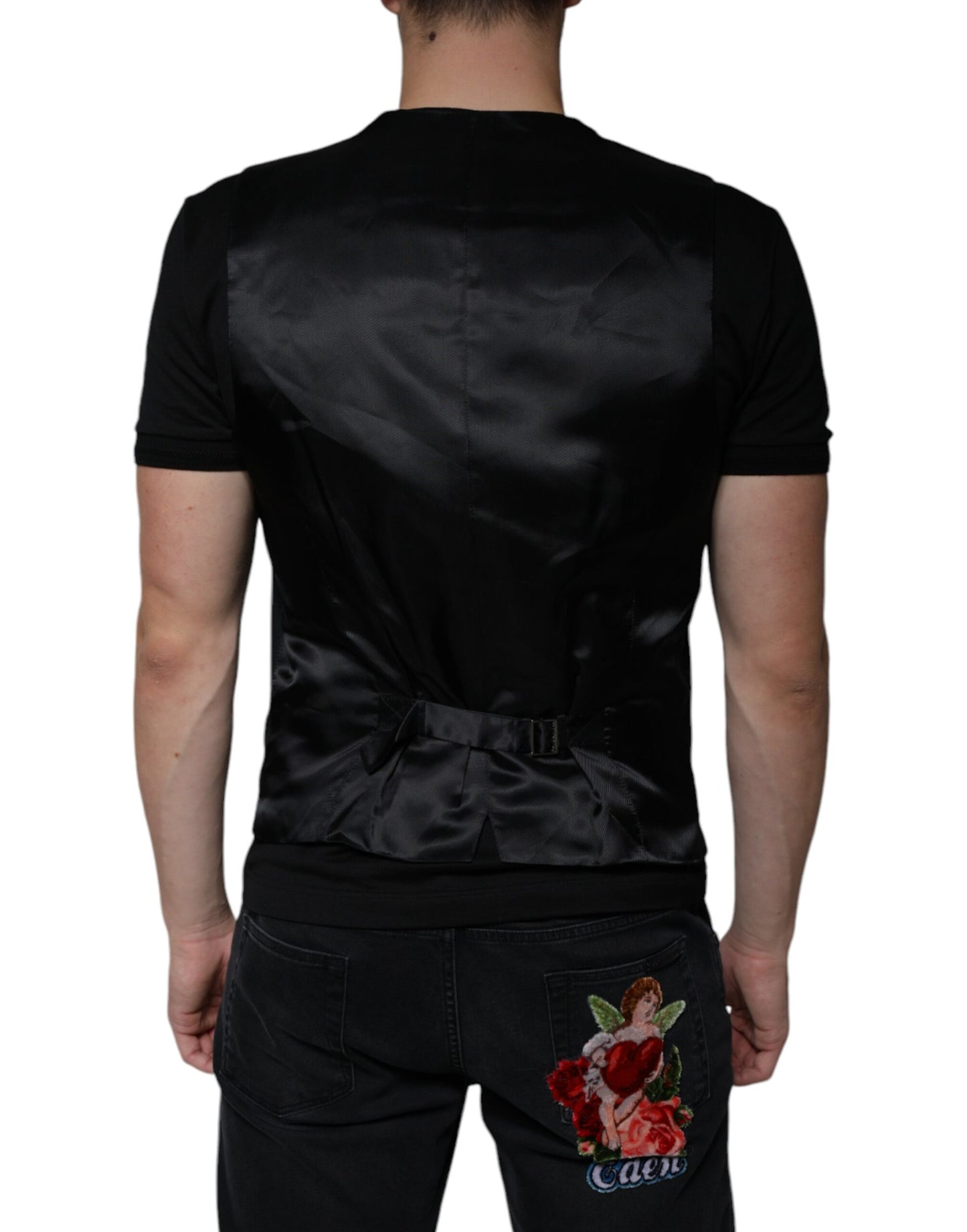 Gilet de costume en laine noire Dolce &amp; Gabbana pour homme