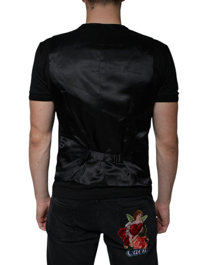 Gilet de costume en laine noire Dolce &amp; Gabbana pour homme