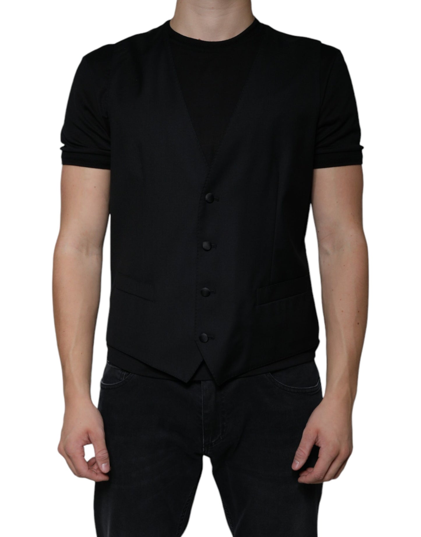 Robe gilet en laine noire Dolce &amp; Gabbana