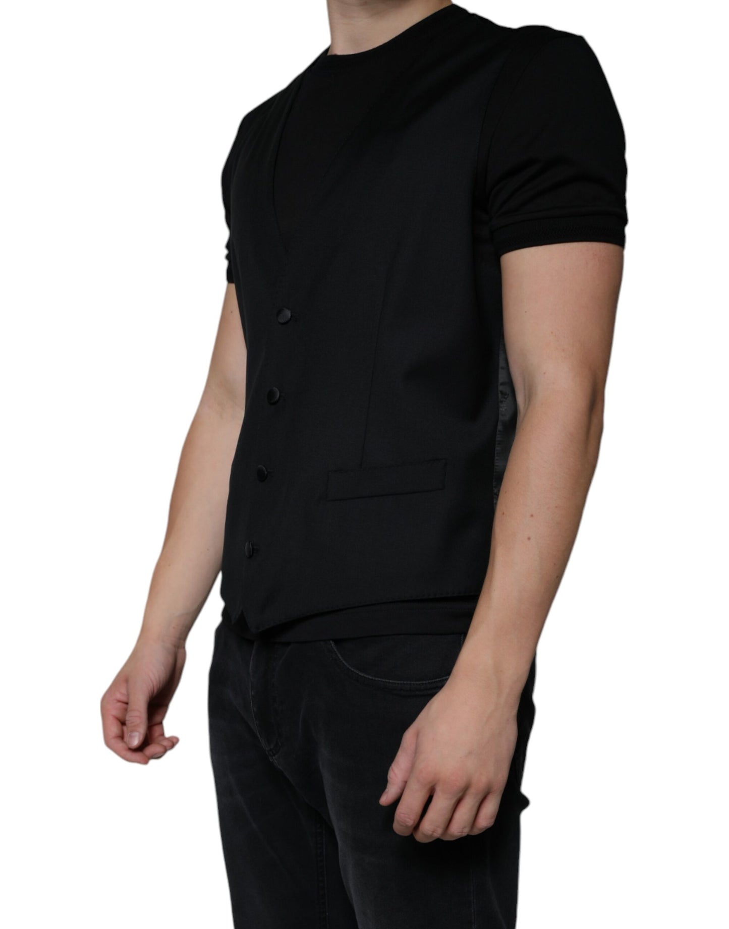 Robe gilet en laine noire Dolce &amp; Gabbana