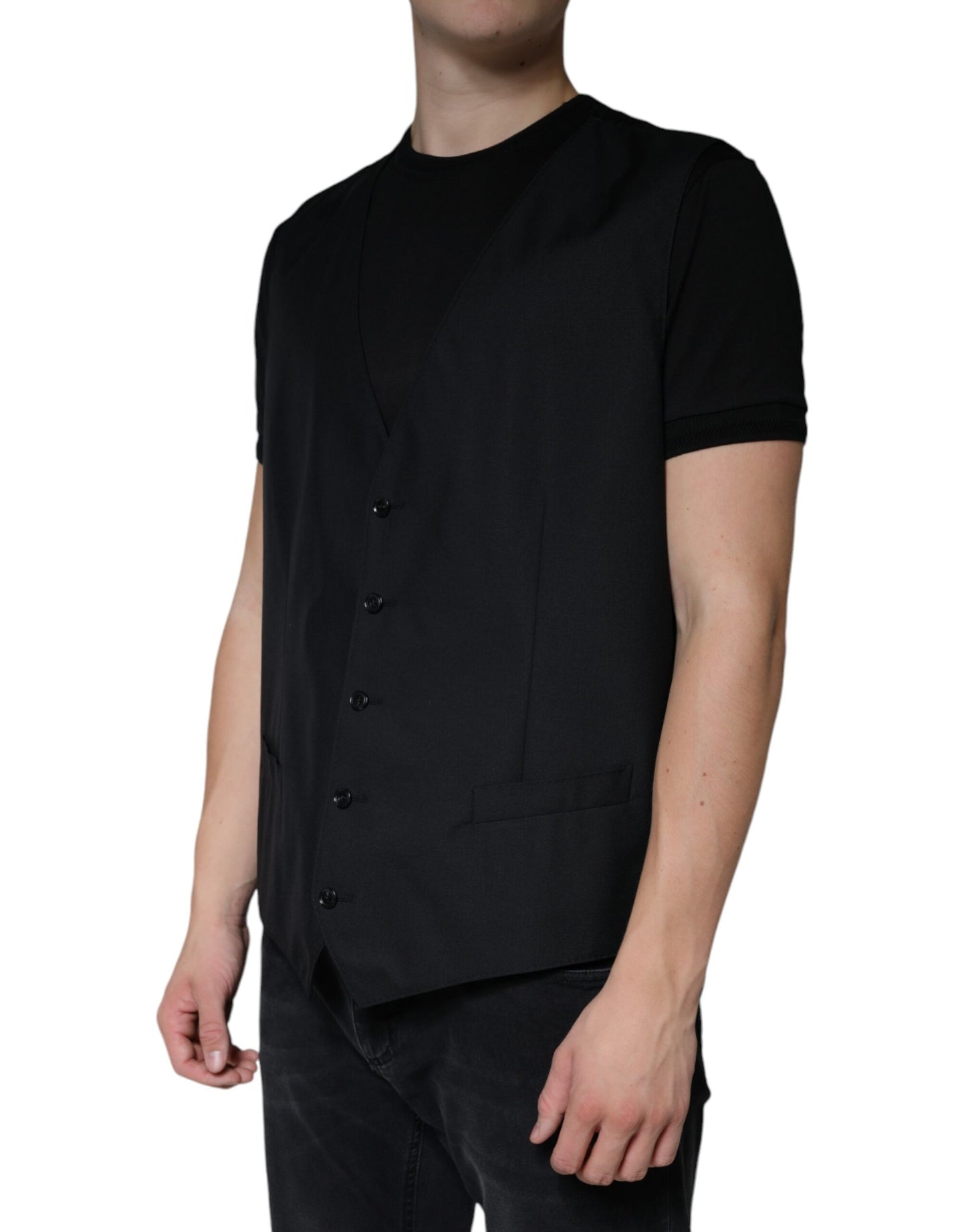 Robe gilet en laine noire Dolce &amp; Gabbana