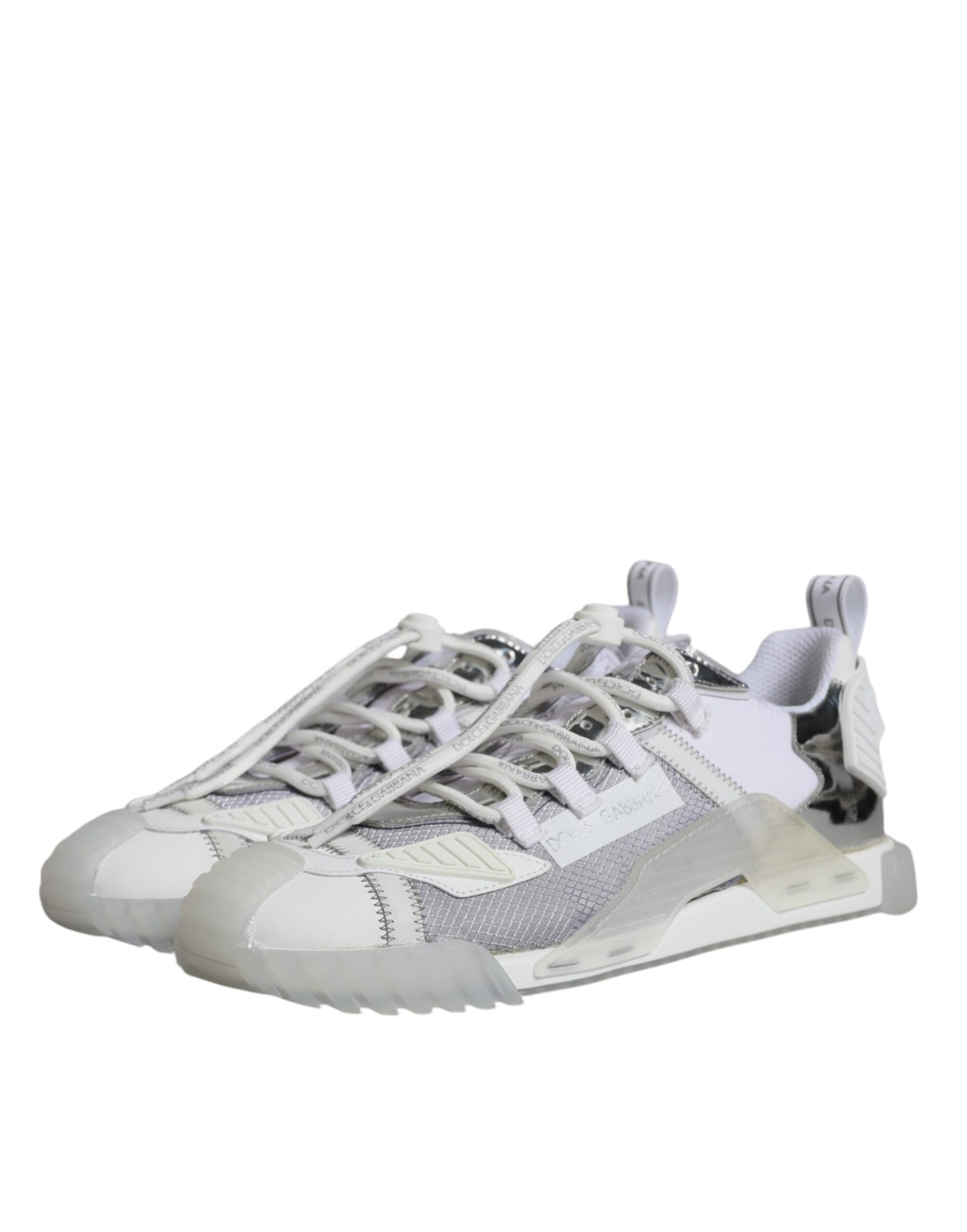 Dolce & Gabbana White Silver Low Top NS1 Sneakers Shoes by Dolce & Gabbana