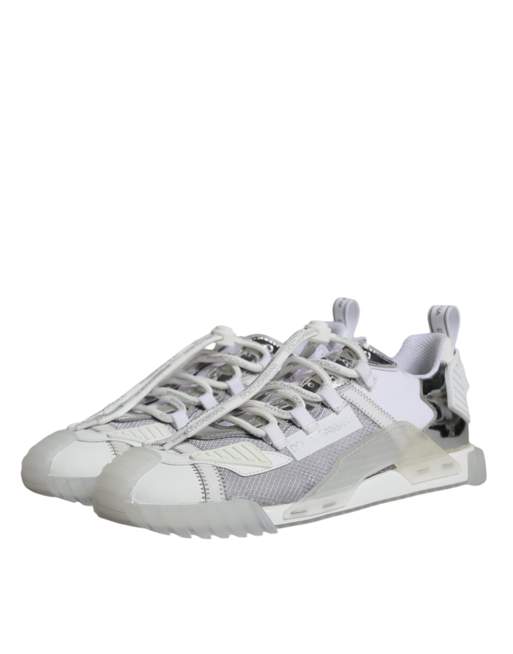 Dolce & Gabbana White Silver Low Top NS1 Sneakers Shoes by Dolce & Gabbana