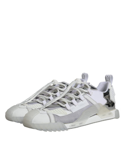 Dolce & Gabbana White Silver Low Top NS1 Sneakers Shoes by Dolce & Gabbana