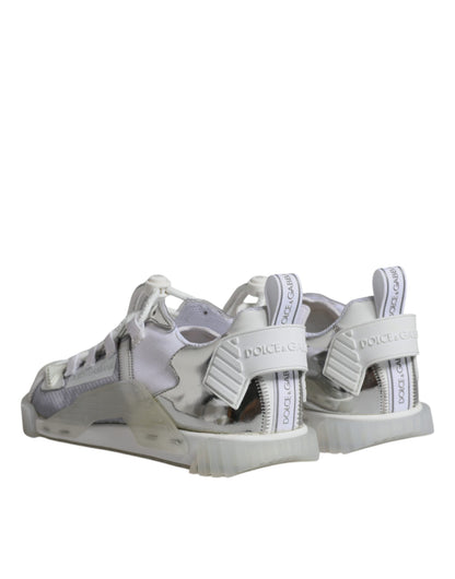Dolce & Gabbana White Silver Low Top NS1 Sneakers Shoes by Dolce & Gabbana