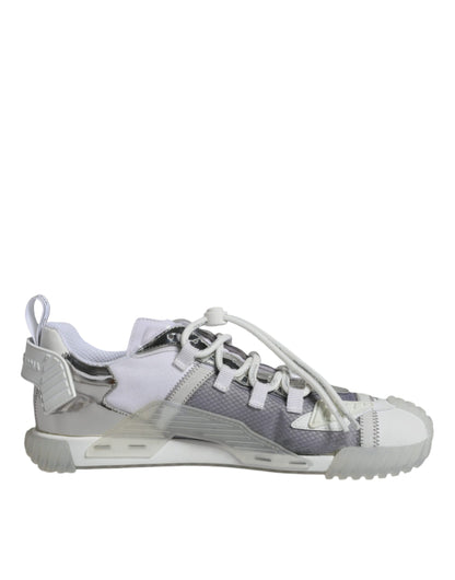 Dolce & Gabbana White Silver Low Top NS1 Sneakers Shoes by Dolce & Gabbana