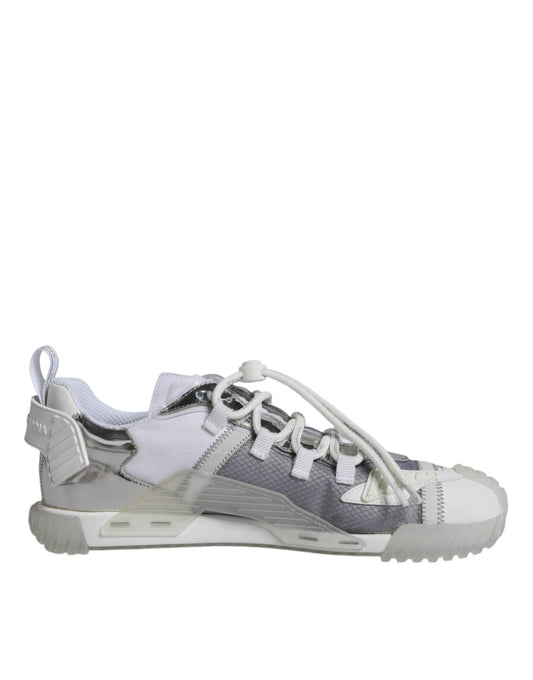Dolce & Gabbana White Silver Low Top NS1 Sneakers Shoes by Dolce & Gabbana