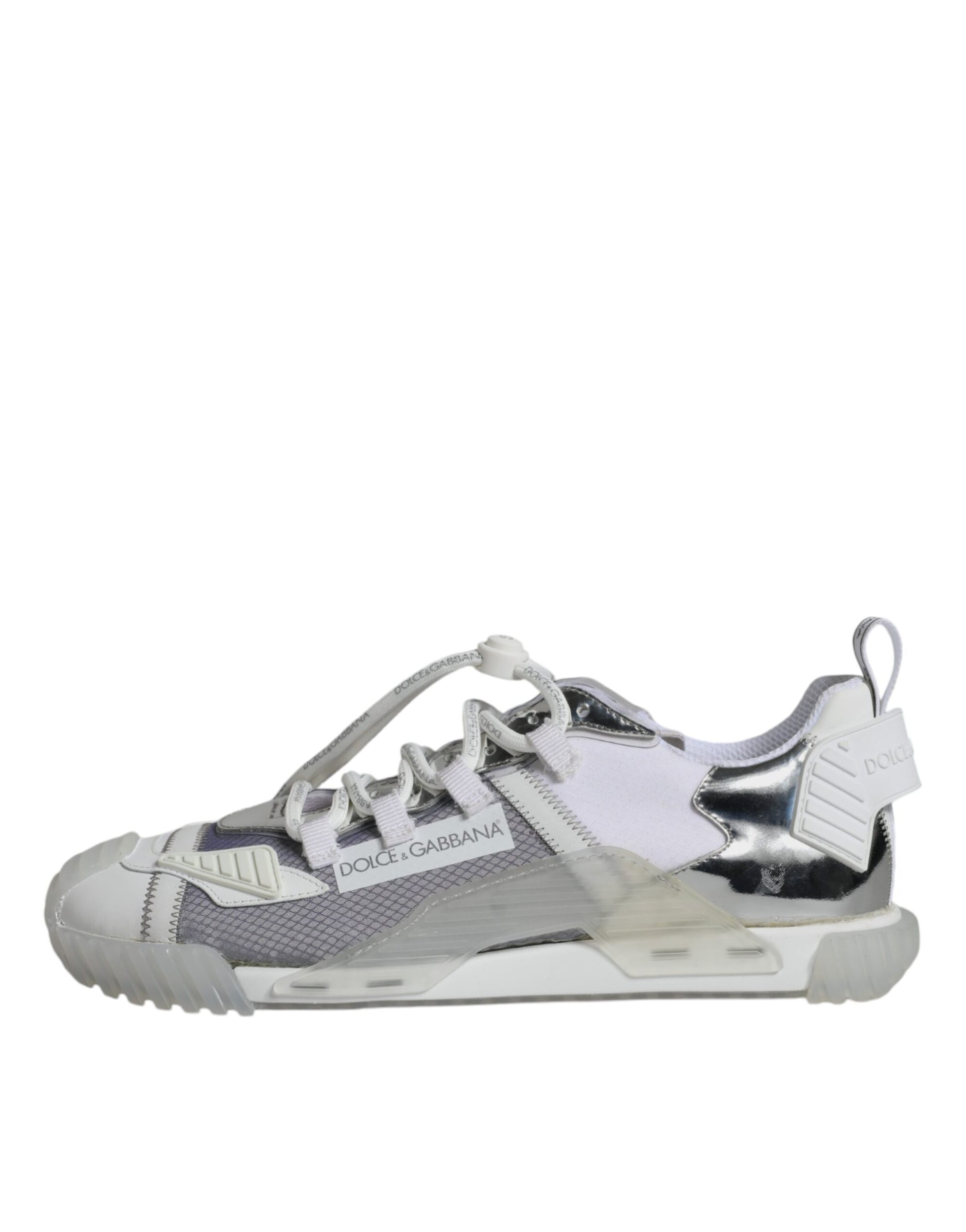 Dolce & Gabbana White Silver Low Top NS1 Sneakers Shoes by Dolce & Gabbana