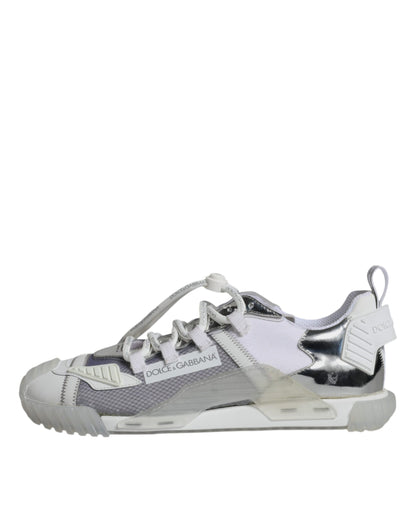 Dolce & Gabbana White Silver Low Top NS1 Sneakers Shoes by Dolce & Gabbana