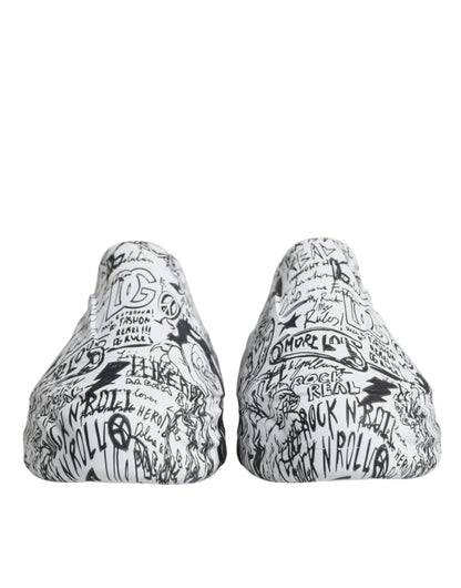Dolce & Gabbana White Black Graffiti Daymaster Sneakers Shoes by Dolce & Gabbana