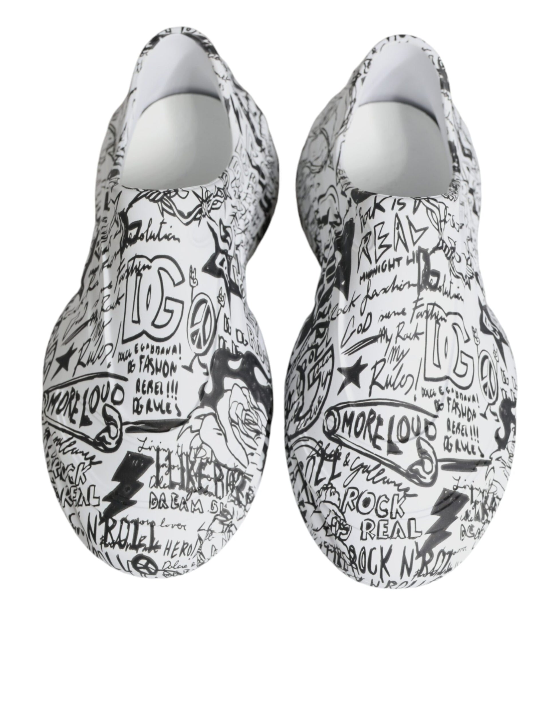 Dolce & Gabbana White Black Graffiti Daymaster Sneakers Shoes by Dolce & Gabbana
