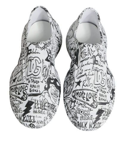 Dolce & Gabbana White Black Graffiti Daymaster Sneakers Shoes by Dolce & Gabbana