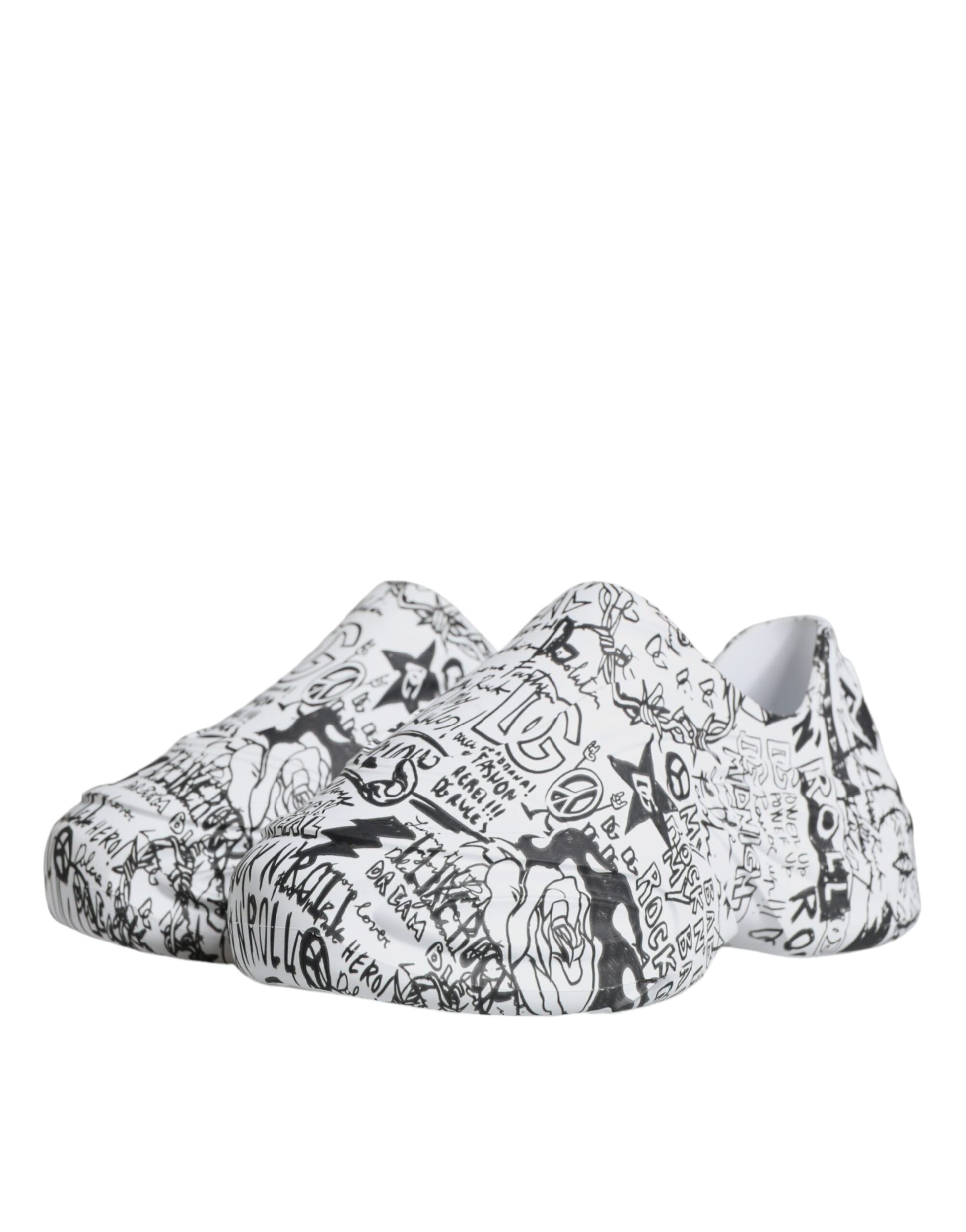 Dolce & Gabbana White Black Graffiti Daymaster Sneakers Shoes by Dolce & Gabbana