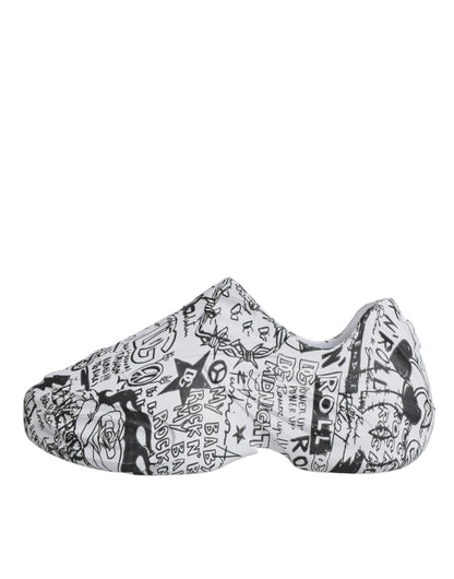 Dolce & Gabbana White Black Graffiti Daymaster Sneakers Shoes by Dolce & Gabbana