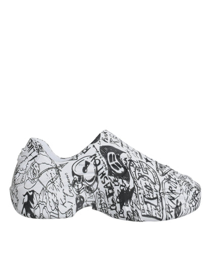Dolce & Gabbana White Black Graffiti Daymaster Sneakers Shoes by Dolce & Gabbana